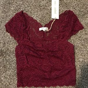 Lace Crop Top Maroon